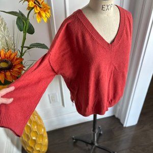 Madewell NWT Coral V-neck Front and Back Sweater